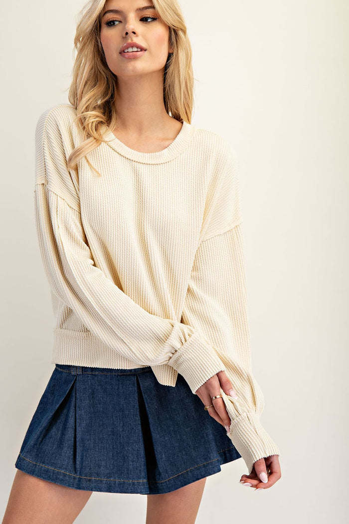 Textured Balloon Sleeve Top