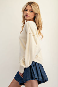 Textured Balloon Sleeve Top