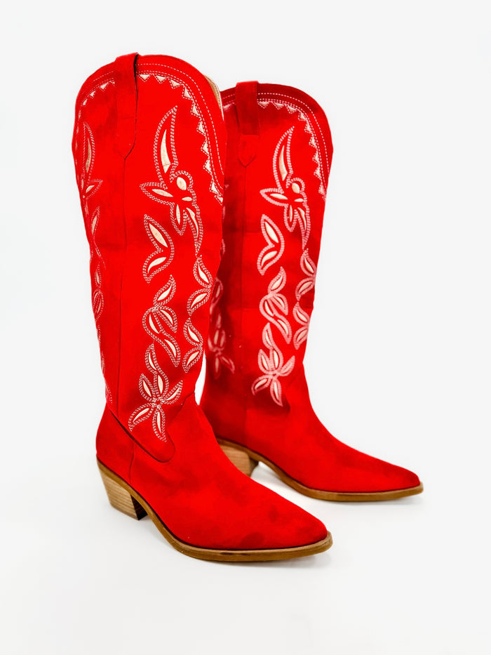 Crimson Bow Tall Western Boots