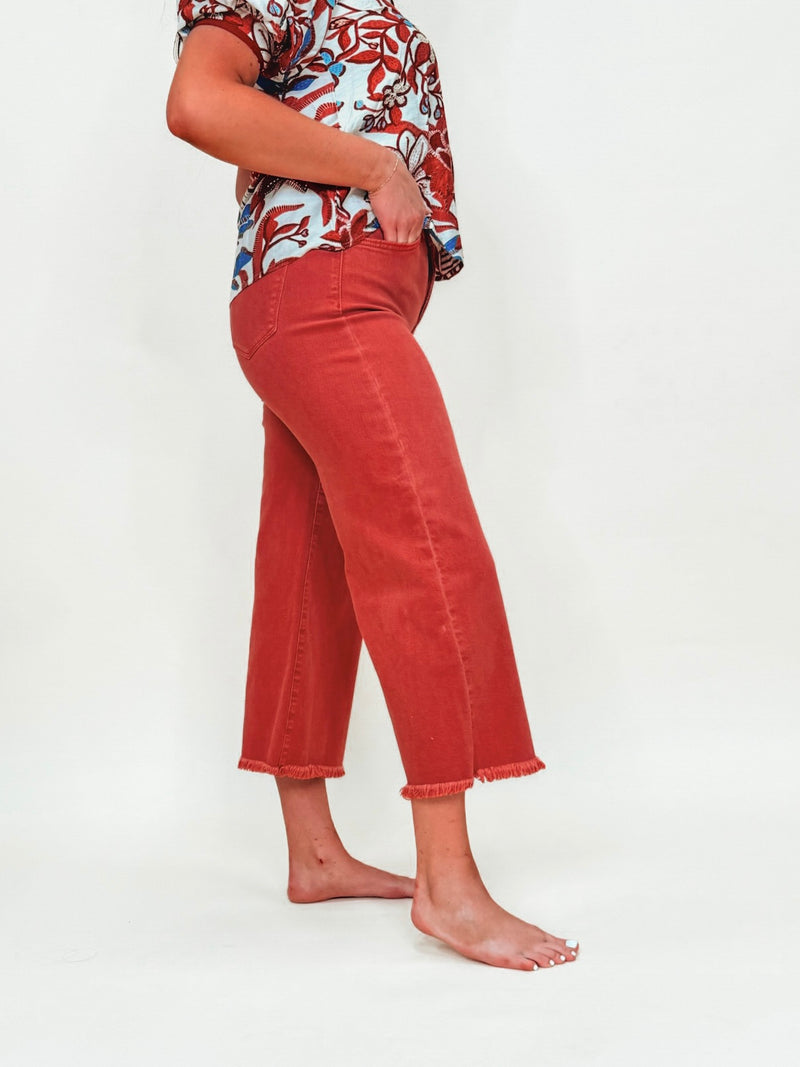 Risen Brick Wide Leg Crop Jeans