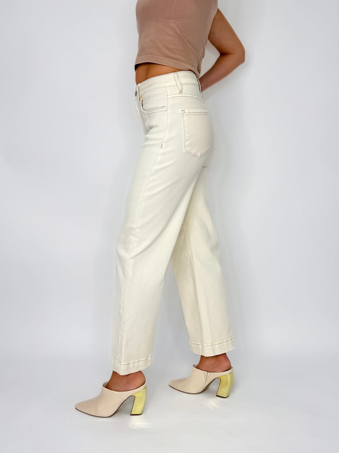 Whip Cream High Rise Cropped Jeans