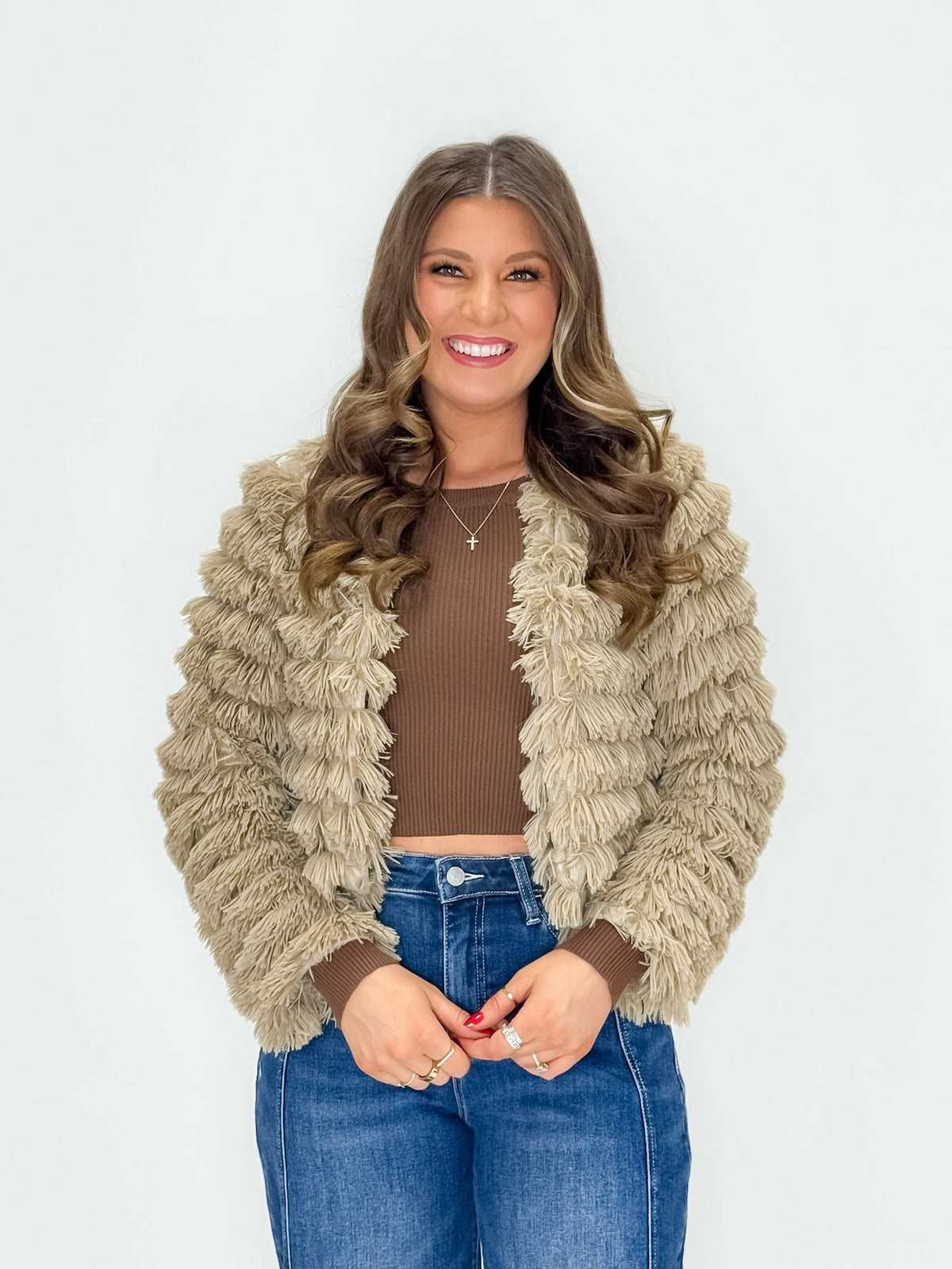 Taupe Faux Fur Jacket