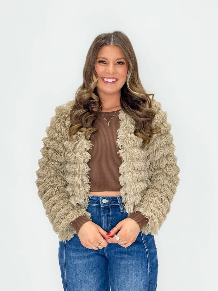 Taupe Faux Fur Jacket