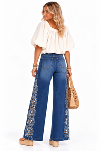 Blue Dahlia Laser-Cut Jeans