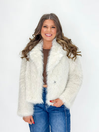 Soft Ivory Faux Fur Snap-Front Jacket
