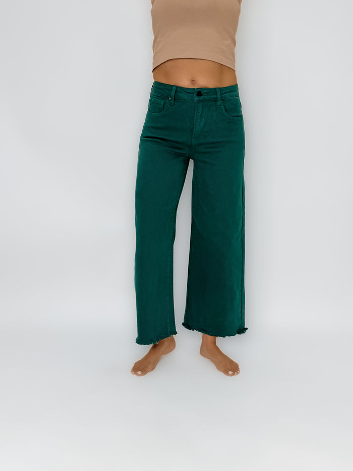 Risen Evergreen High Rise Wide Leg Crop Jeans