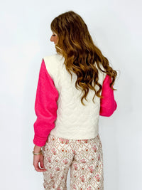 Cream Quilted Tie Front Vest