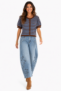 Tilly Scallop Cardigan – Mocha Sky 🤎🩵