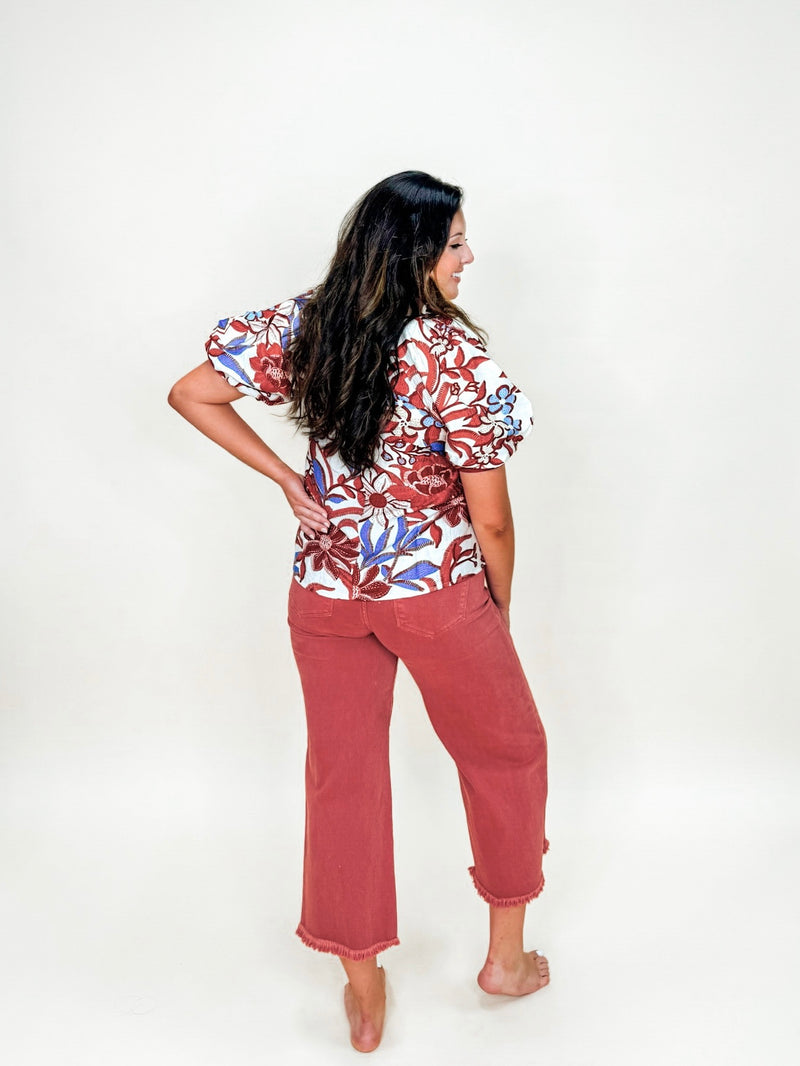 Fall Bloom Embroidered Blouse