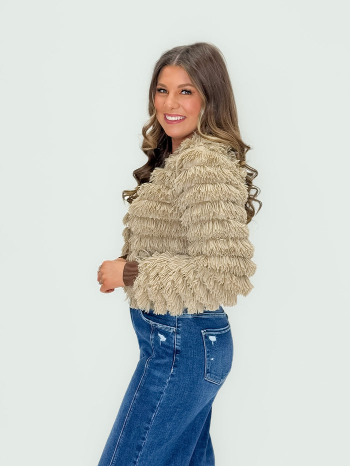 Taupe Faux Fur Jacket