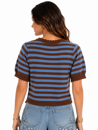 Tilly Scallop Cardigan – Mocha Sky 🤎🩵