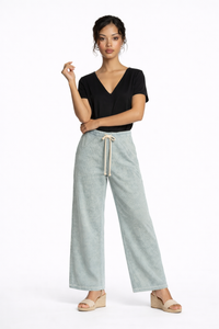 Light Wash Striped Wide Leg Jeans