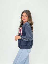 Washed Navy USA French Terry Sweatshirt