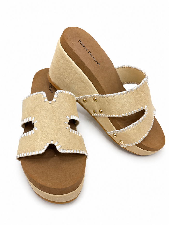 Natural Stitch Platform Slide