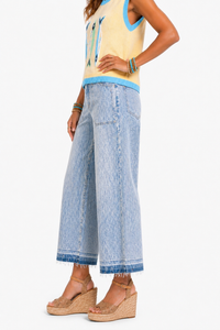 MICA Pinstripe Wide Crop Jean – Contrast Hem