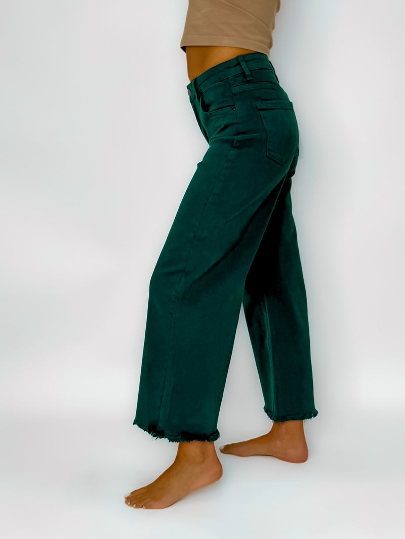 Risen Evergreen High Rise Wide Leg Crop Jeans