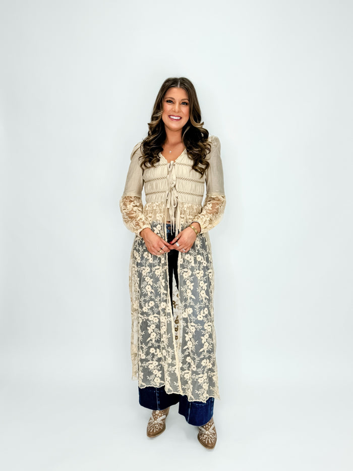 Golden Heirloom Lace Duster