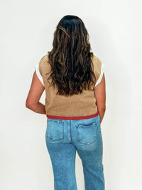 Chestnut Flame Knit Sleeveless Sweater Top
