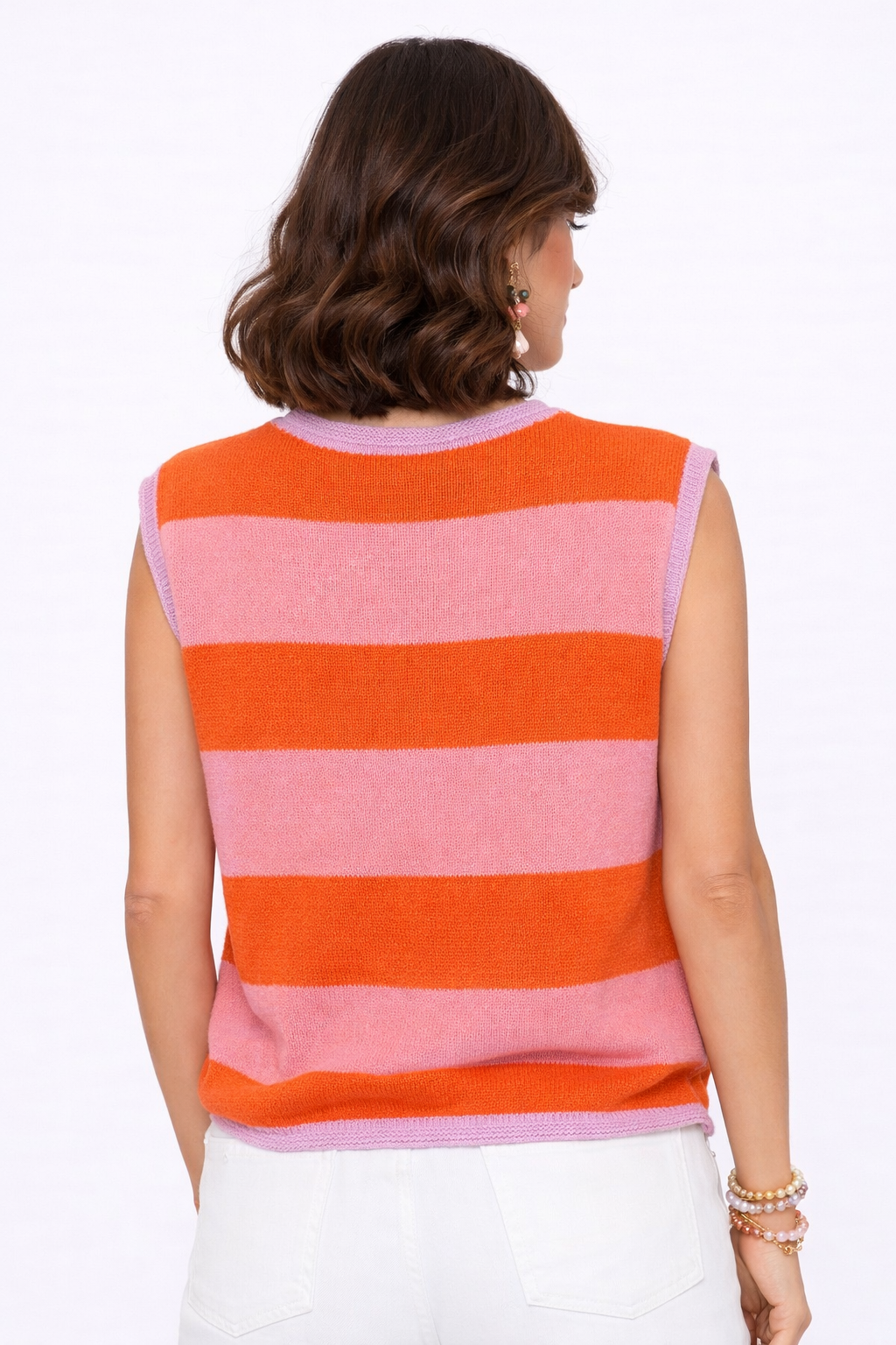 Coastal Colorblock Sweater Coral & Pink