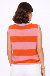 Coastal Colorblock Sweater Coral & Pink