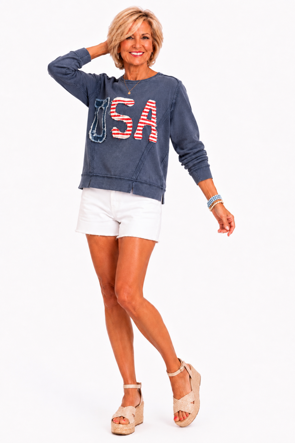 Washed Navy USA French Terry Sweatshirt