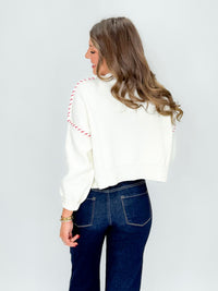 USA Textured Knit Crop Sweater