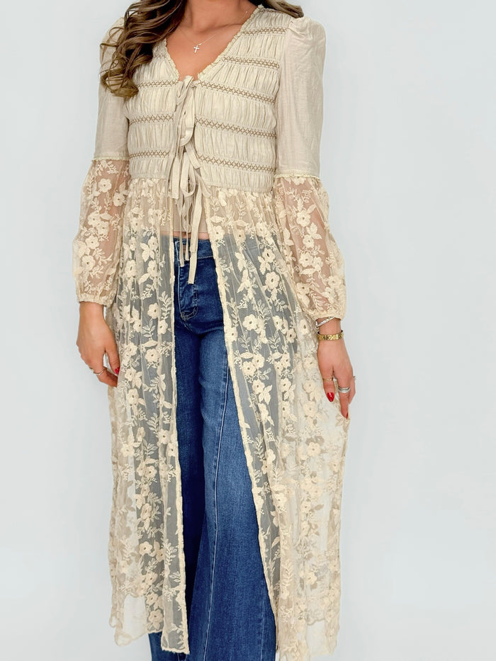 Golden Heirloom Lace Duster