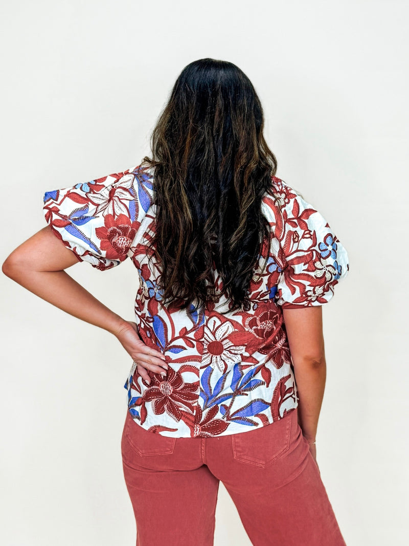 Fall Bloom Embroidered Blouse