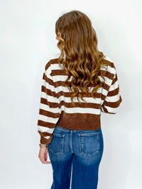Chenille Chestnut & Whip Cream Stripe Sweater