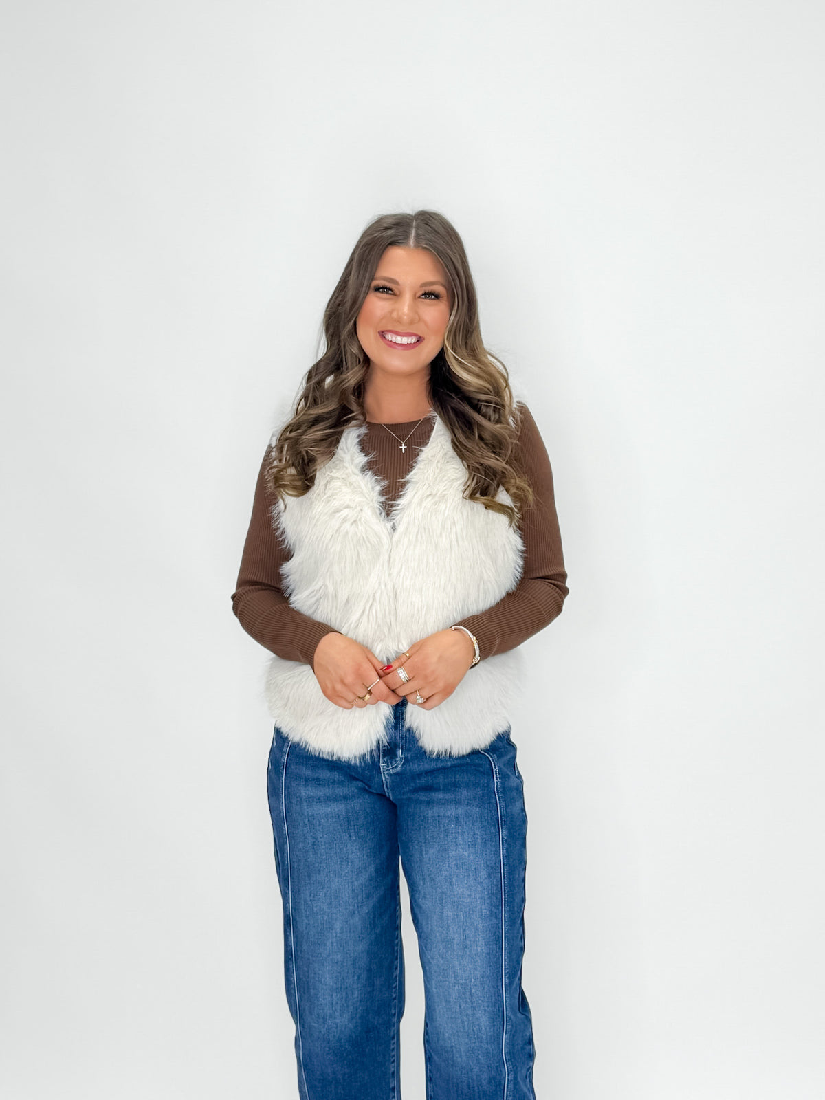 Ivory Luxe Faux Fur Vest