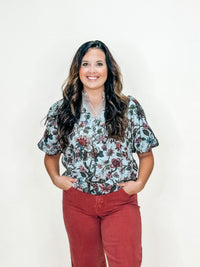 Retro Paisley Puff Sleeve Top