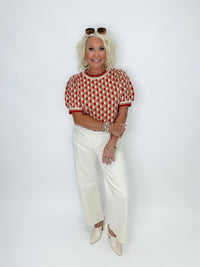 Retro Geo Puff Sleeve Sweater