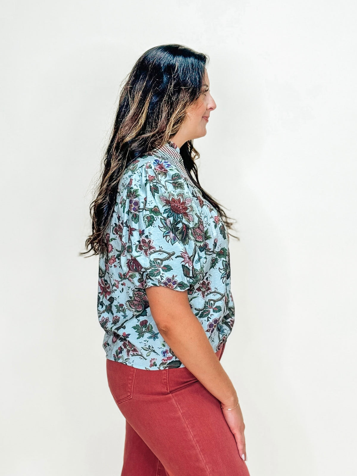 Retro Paisley Puff Sleeve Top