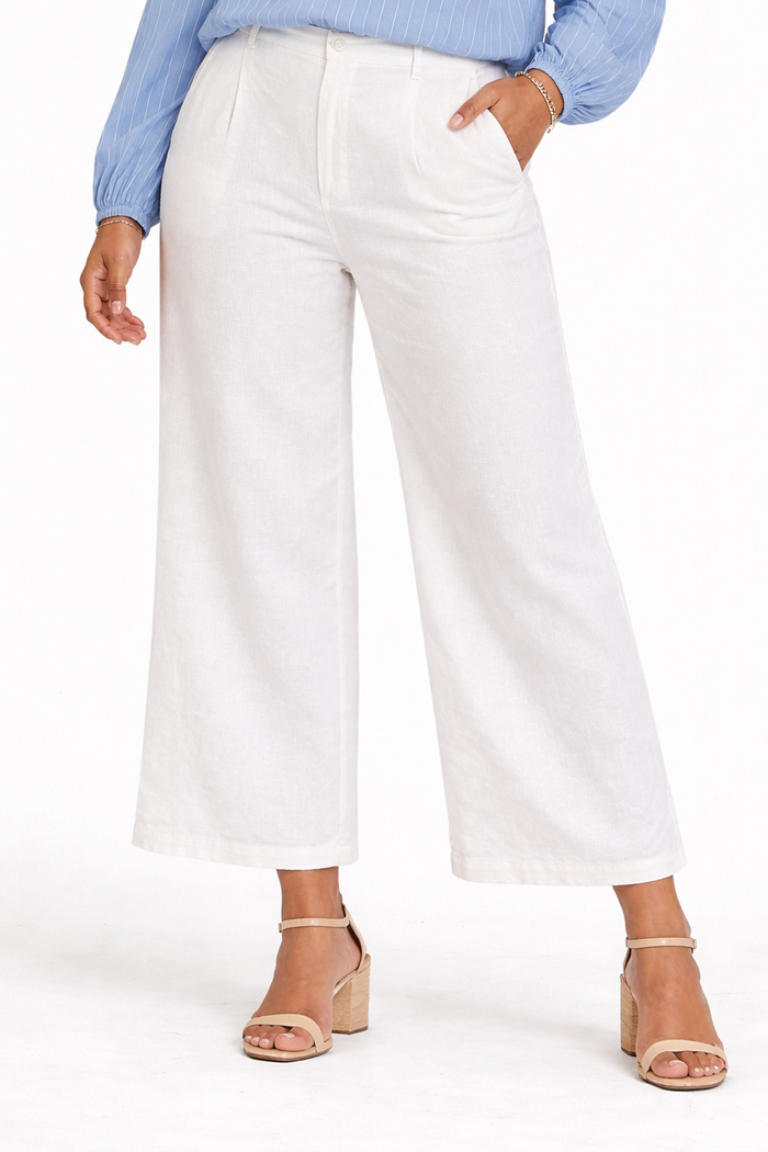 White Linen Wide Leg Pant