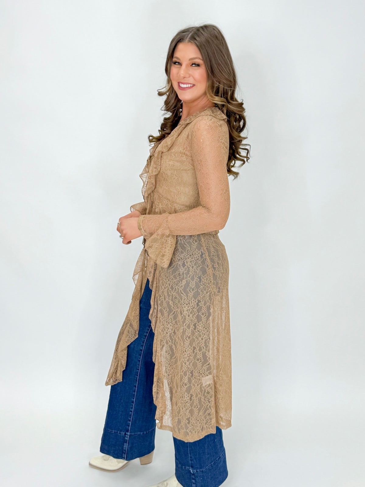 Ginger Brown Lace Duster
