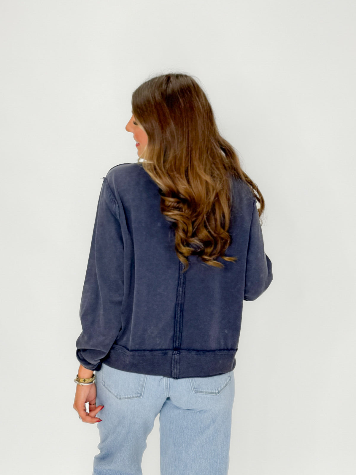 Washed Navy USA French Terry Sweatshirt