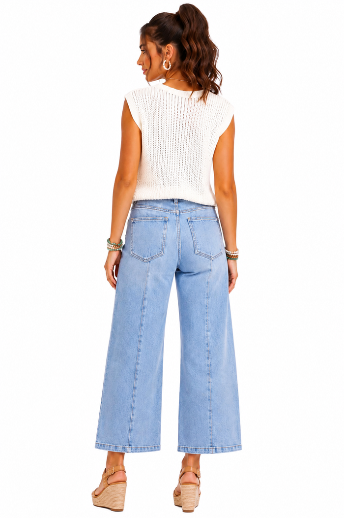 Risen Harbor Line Crop Wide Leg Jeans PWC21223
