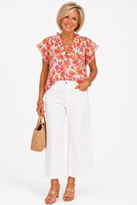 Citrus Bloom Ruffle Blouse