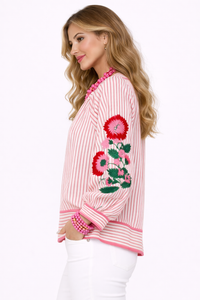   Stripe & Flower Power Top