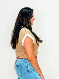 Chestnut Flame Knit Sleeveless Sweater Top