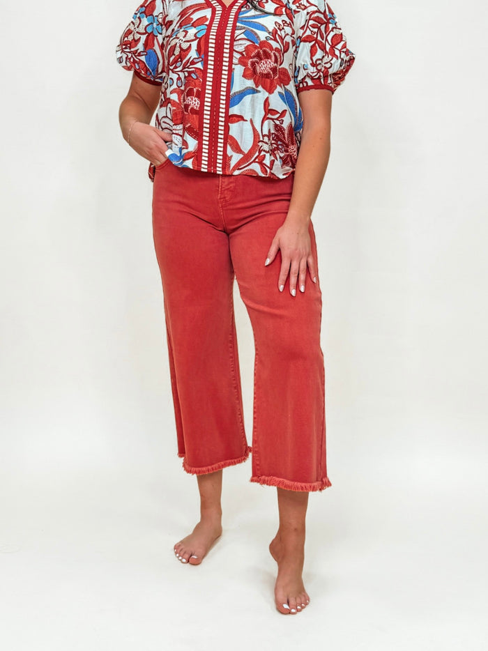 Risen Brick Wide Leg Crop Jeans