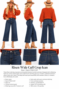 Risen Samantha Tummy Control Wide Cuff Cropped Jeans – Dark Wash