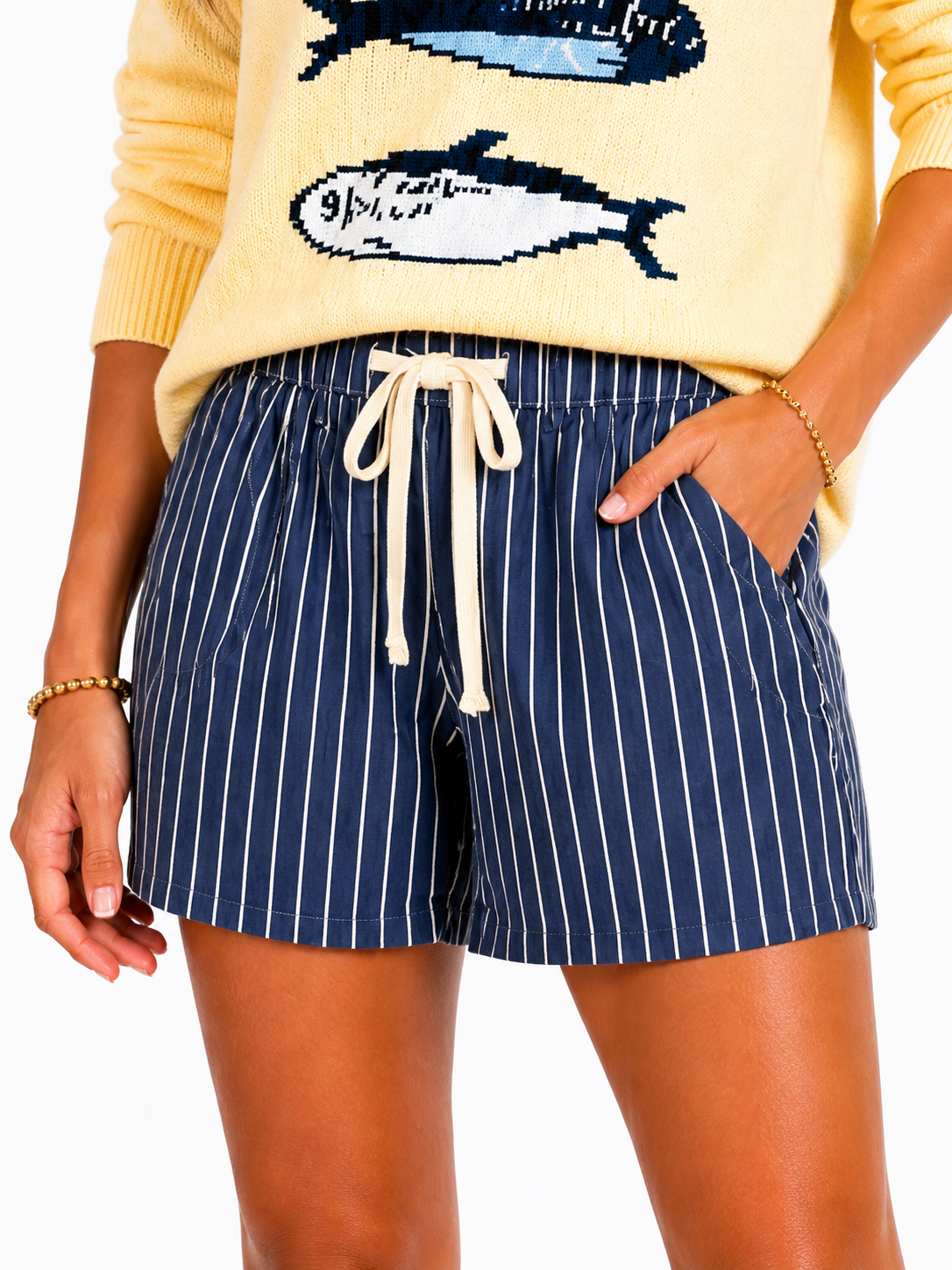 Pinstripe Playmaker Shorts – Navy