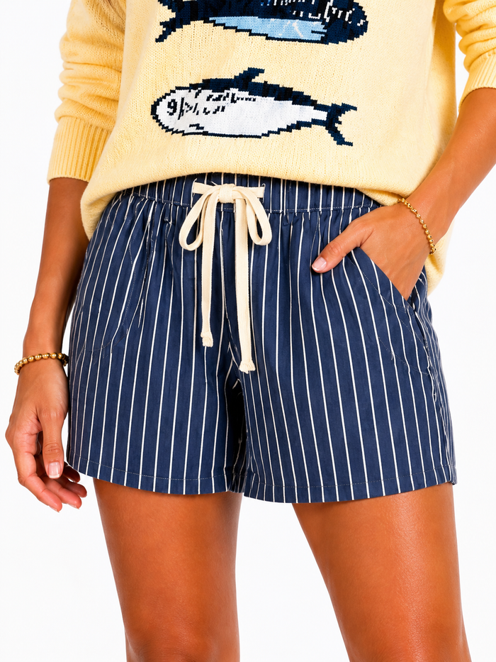 Pinstripe Playmaker Shorts – Navy