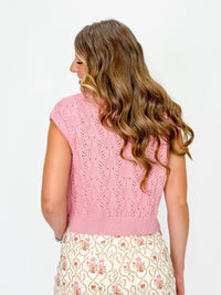 Blush Pointelle Mock Neck Sweater Top