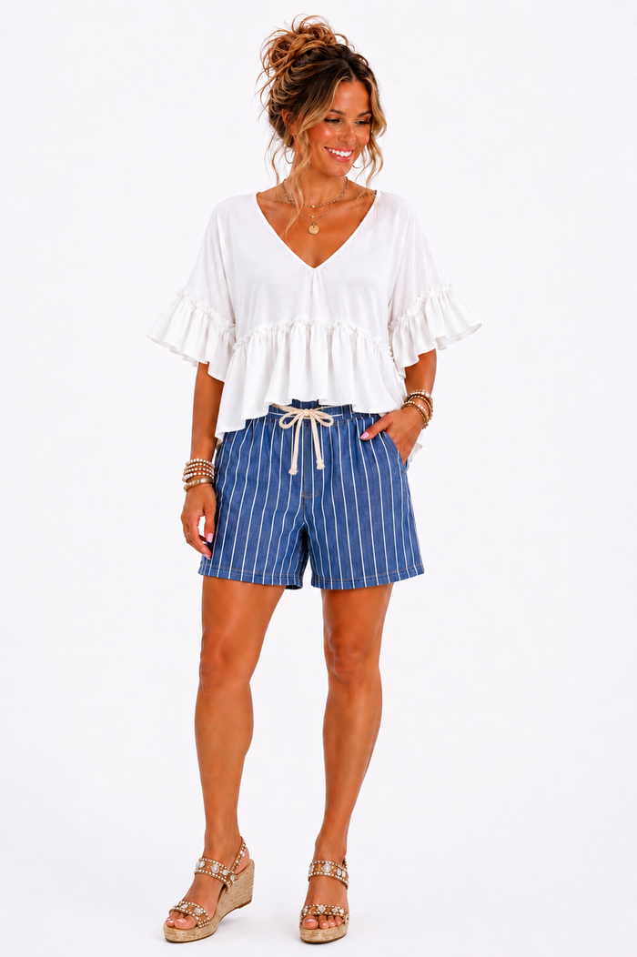 Pinstripe Playmaker Shorts – Navy