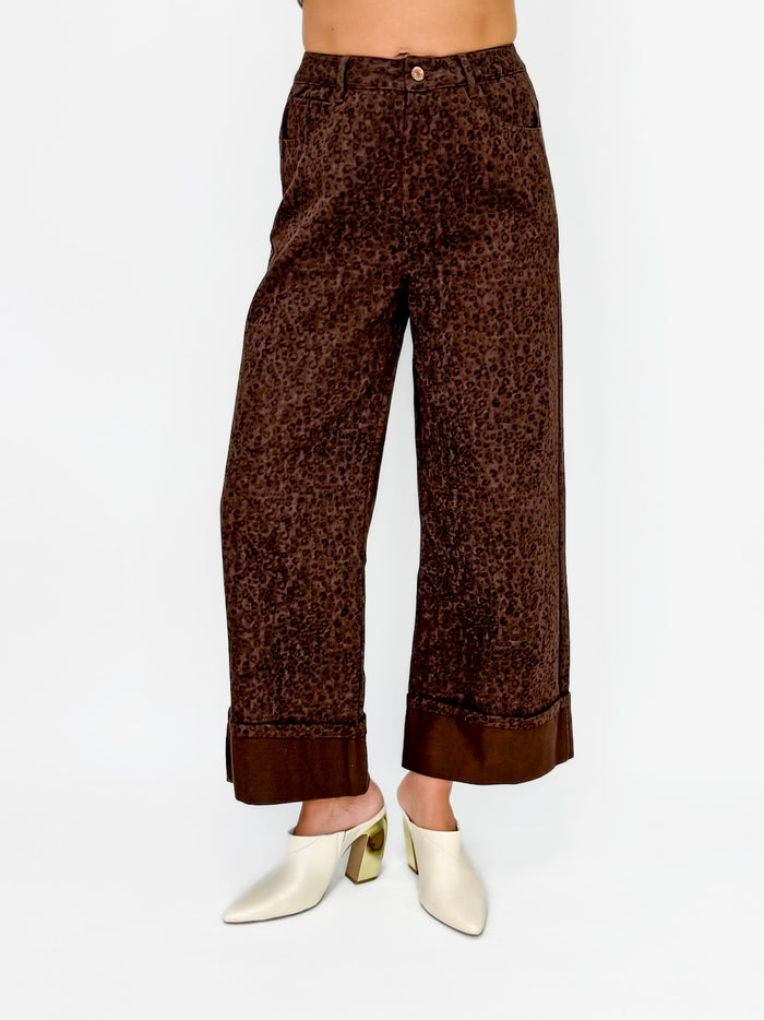 Mocha Leopard Wide Leg Jeans