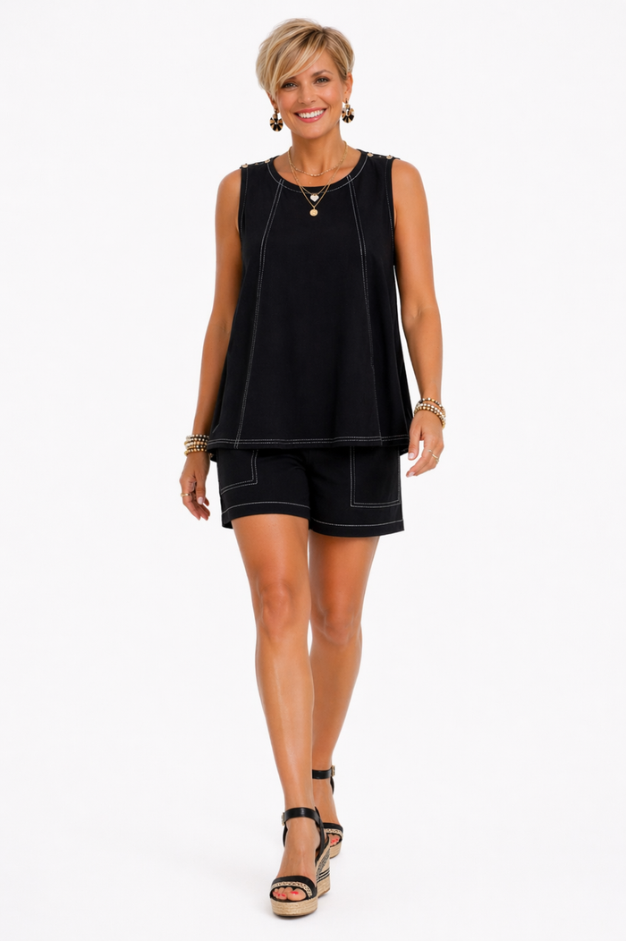 City After Dark Two Piece Set – Black Cotton Lounge Set