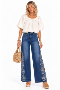 Blue Dahlia Laser-Cut Jeans