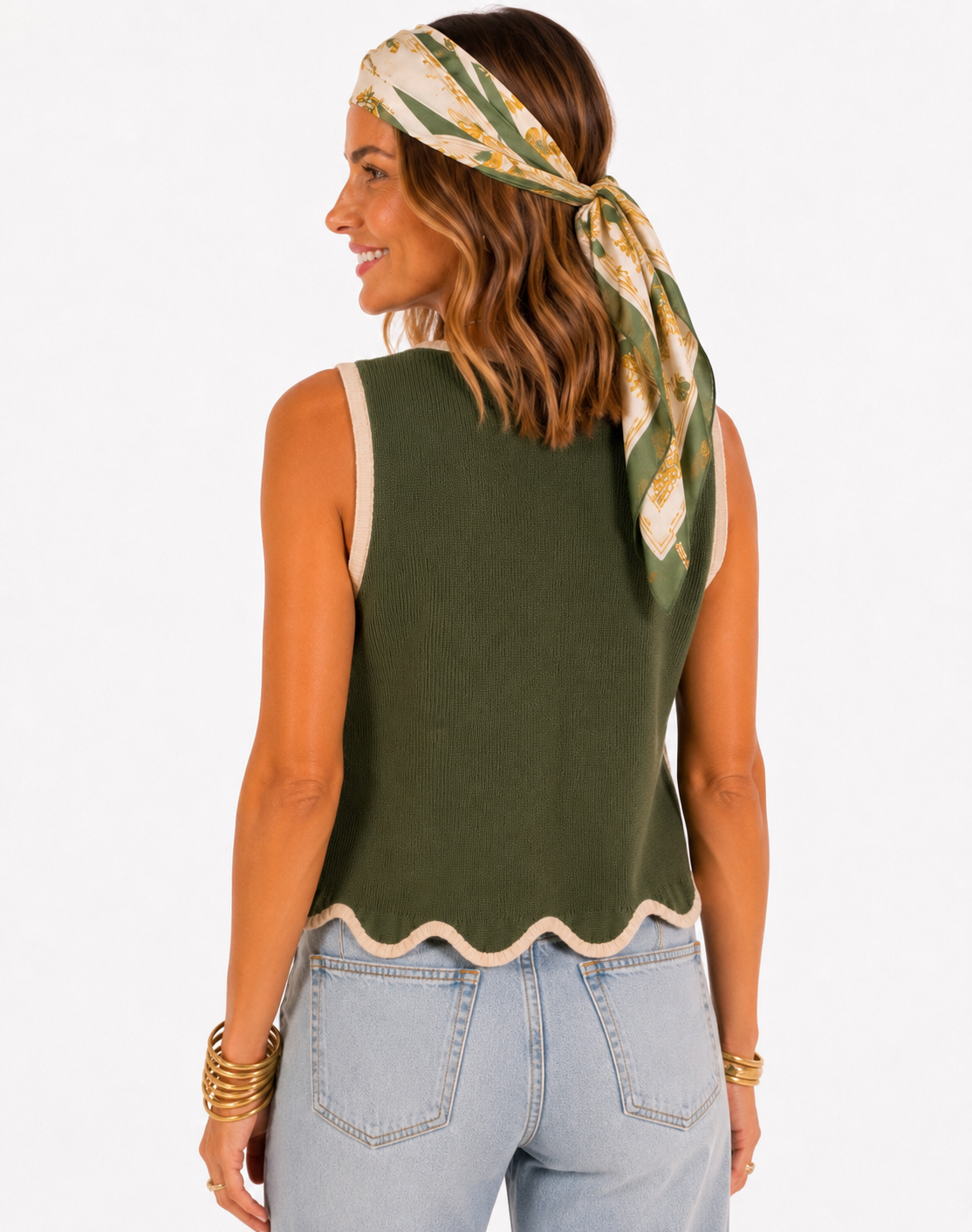 Olive Grove Scallop Sweater Vest